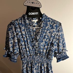 BNWOT Max Studio Blue Floral Print Tiered Maxi Dress